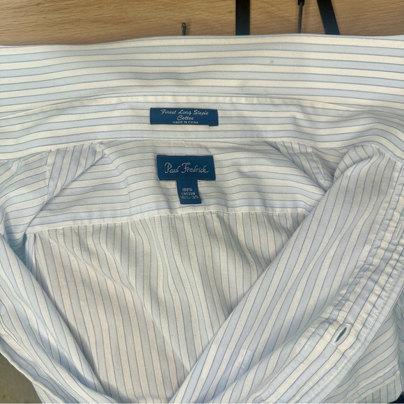 Paul Frederick Dress Button Shirt 16.5-35 Finest Long Staple 100% Cotton Striped - Picture 7 of 7
